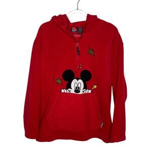 Vintage Mickey Unlimited Womens 14/16W Red Fall Fleece Hoodie Sweatshirt‎ Pocket